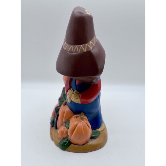 Vintage Ceramic Scarecrow Pumpkin Jackolantern Figurine Fall Halloween Decor - Picture 2 of 10